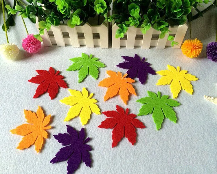

5pcs/bag Non-woven Fabrics artificial Maple Leaves For School Decoration Scrapbooking Craft Fake Flower Leaf 8.2*7.5cm