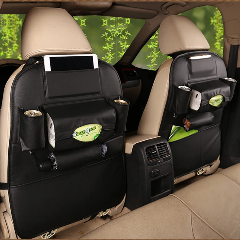 Tancredy Car Seat Storage Bag Leather Hanging Bag Car Seat Cover