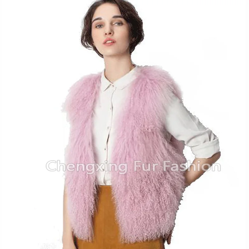 

CX-G-B-191C Short Style European Autumn and Winter Genuine Mongolian Sheep Fur Vest