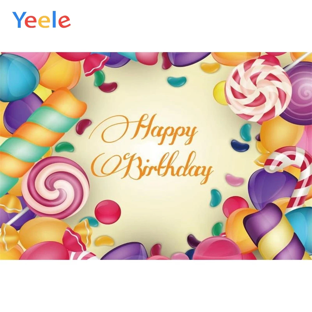 

Yeele Vinyl Lollipop Dessert Princess Happy Birthday Party Photography Background Baby Girl Photographic Backdrop Photo Studio