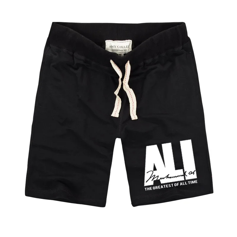 Летние уникальные мужские шорты MUHAMMAD ALI, шорты для фитнеса, шорты боксеры, брендовая одежда, шорты в винтажном стиле, высокое качество, хлопковые шорты ufc - Цвет: item03 - black
