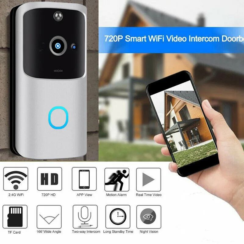 

Wireless WiFi DoorBell Smart Video Door Phone Visual Ring Intercom Secure Camera