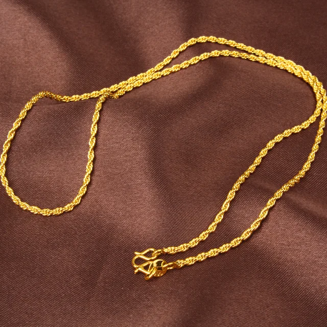 Thin Gold Necklace 2mm,24inches Yellow Gold Filled Classic Rope Chain