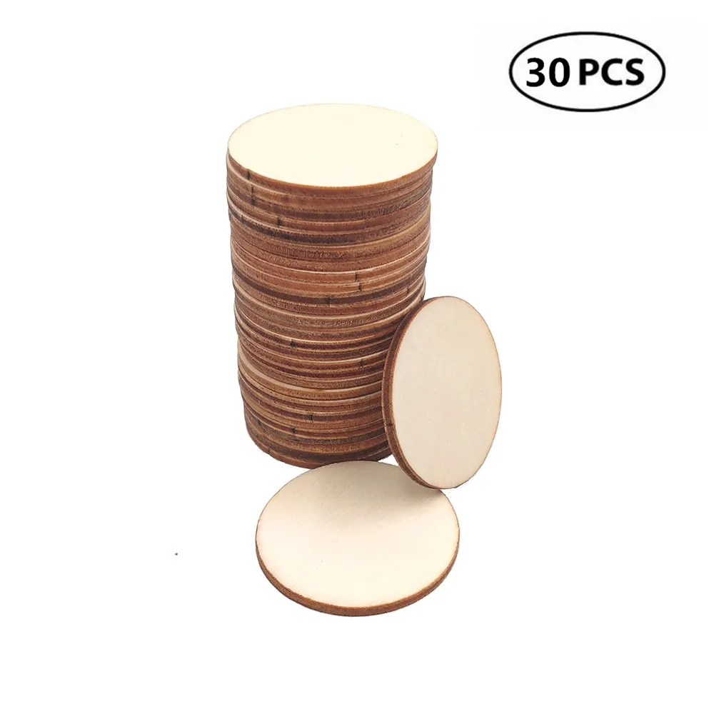 

30pcs 50mm 1.96inch Natural Rustic Wood Circles, Wooden Log Slices for DIY Craft, Wedding Decoration, Home DecorCenterpieces