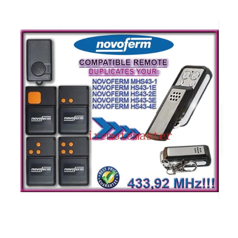 

1pcs For NOVOFERM MHS43-1,HS43-1E, HS43-2E replacement remote duplicator 433.92mhz Free shipping