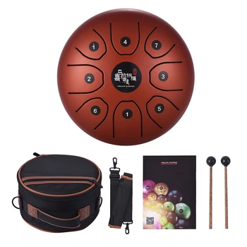 

8 Inch Tongue Drum C Key Compact Size 8-Tone Hand Pan Drum Steel Percussion Instrument with Drum Mallets Carry Bag