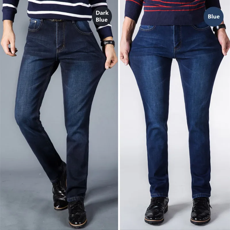 

Mens Winter Thicken Stretch Denim Jeans Warm Fleece Jean Pants Trousers Size Wool inside Can fit -10 centigrade 2 colors 40 42
