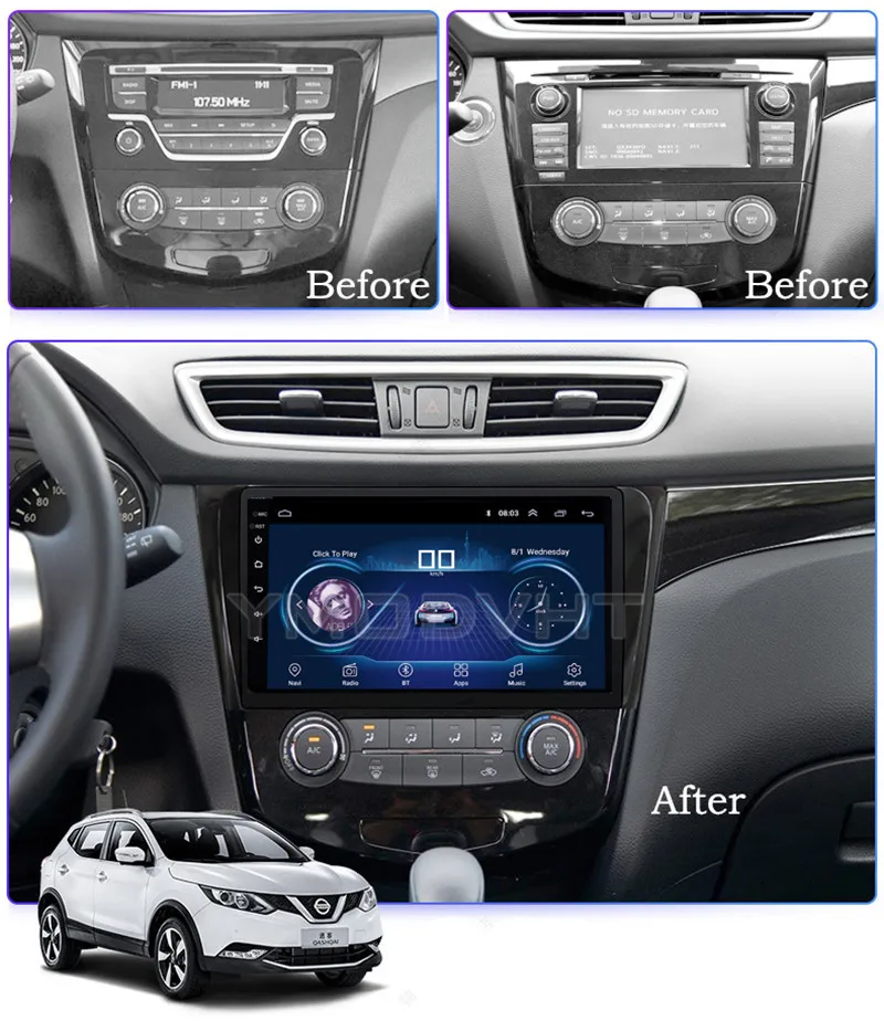 Sale 10.1inch IPS and 2.5D Touch Screen Android 8.1 Car DVD GPS Navigation for Nissan Qashqai X-Trail 2016 2017 2018 Radio Stereo 2