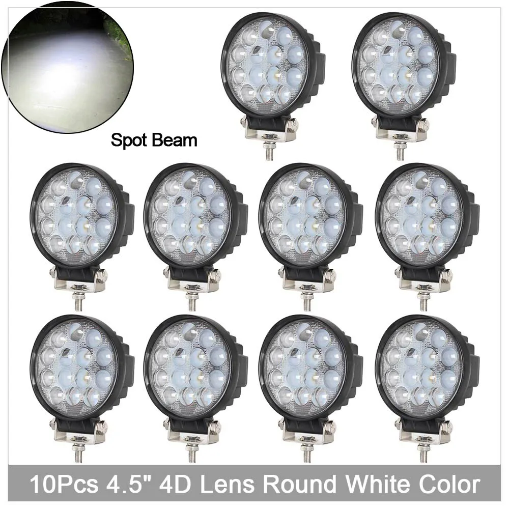 10 шт. 4,5 дюймов круглый светодиодный рабочий светильник 12V 24V туман Точечный светильник s грузовик ATV UTV Лодка Трактор 4x4 внедорожный Квадратный привод рабочий светильник s - Цвет: 4D White R Sx10