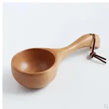 Японский твердый деревянный водный ковш углубляющаяся деревянная ложка большой винный совок