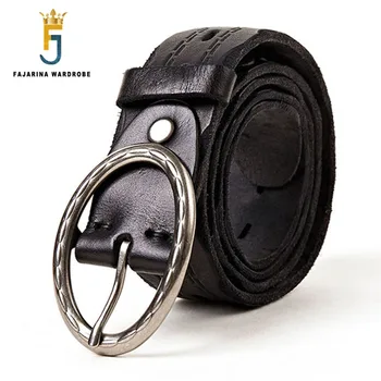 

FAJARINA Unisex Quality Novelty Styles Washing Needle Head Layer Genuine Leather Casual Simple Pin Belts Female Belt N17FJ292