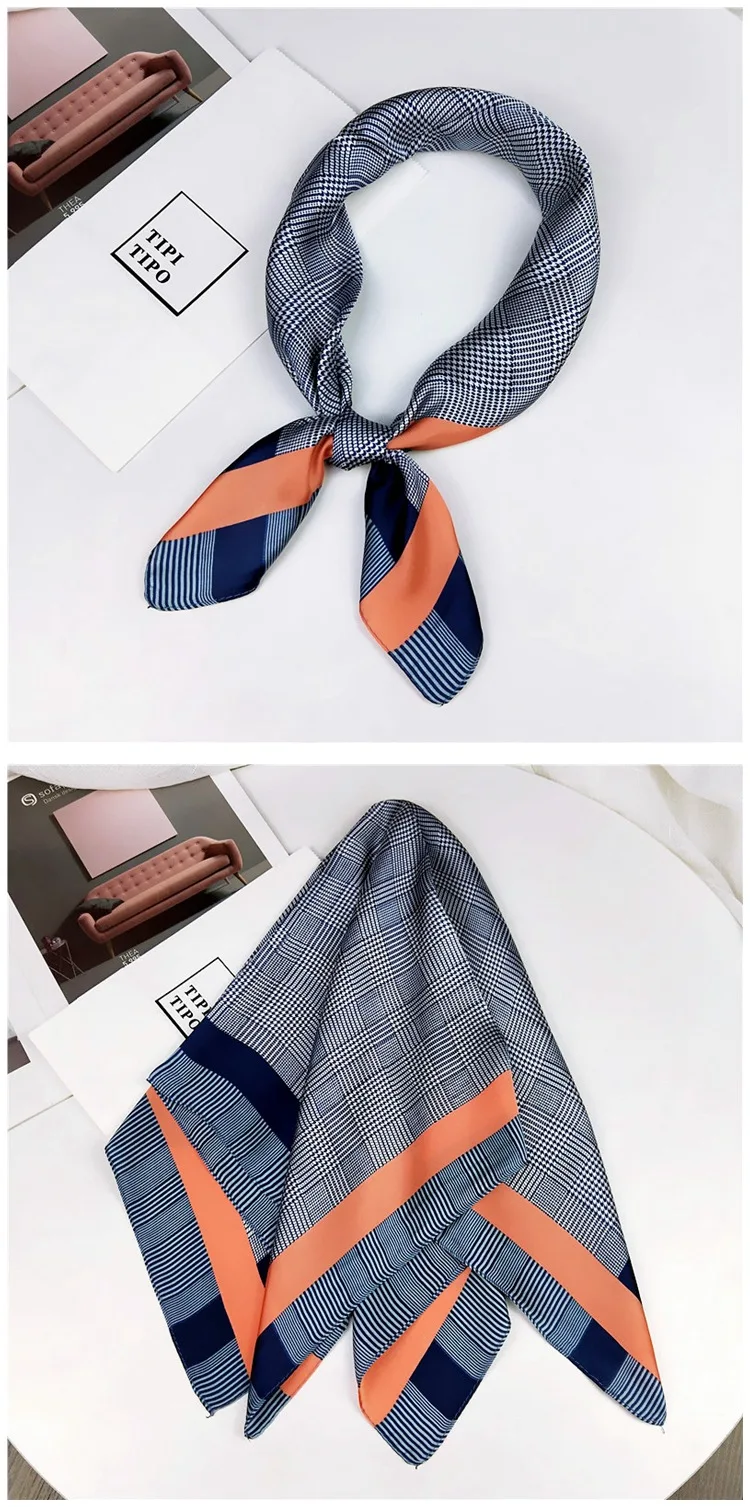 60X60 см Модный женский шарф с квадратами, универсальные обертывания, элегантный Цветочный горошек, весенне-летний головной вырез, повязка для волос, галстук-платок FJ012