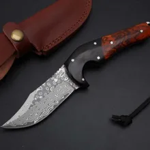 Коллекционные Дамасские охотничьи закрепленные ножи, палисандр ручка Походный нож выживания, спасательный нож