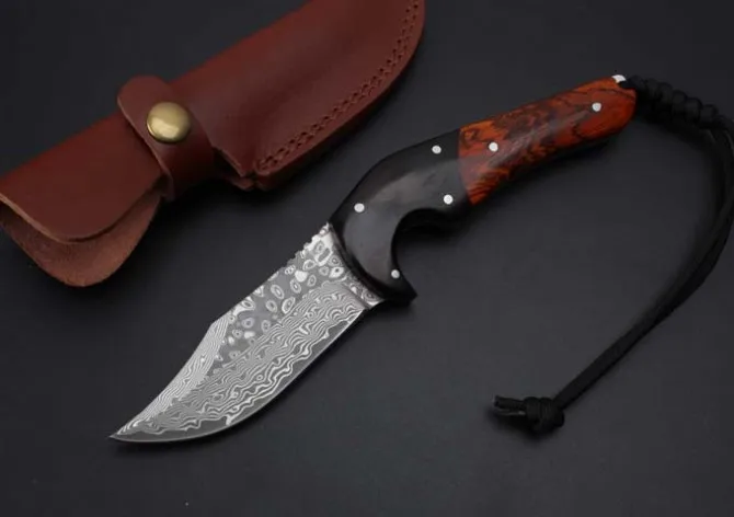 

Collection Damascus Hunting Fixed Knives,Rosewood Handle Camping Survival Knife,Rescue Knife.