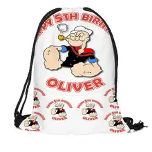 Рюкзак Popeye с принтом моряка, дорожная пляжная школьная многофункциональная сумка на шнурке, на заказ, ваше изображение