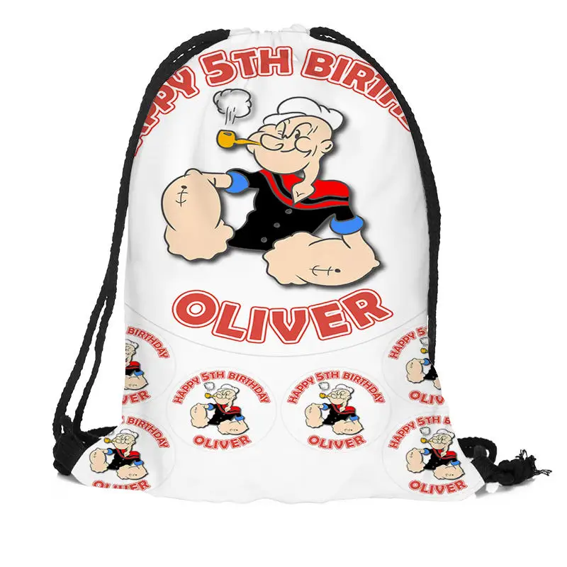 

New Popeye the Sailor Printing Backpack Travel Beach School Multi-function Drawstring Bag Custom You Image