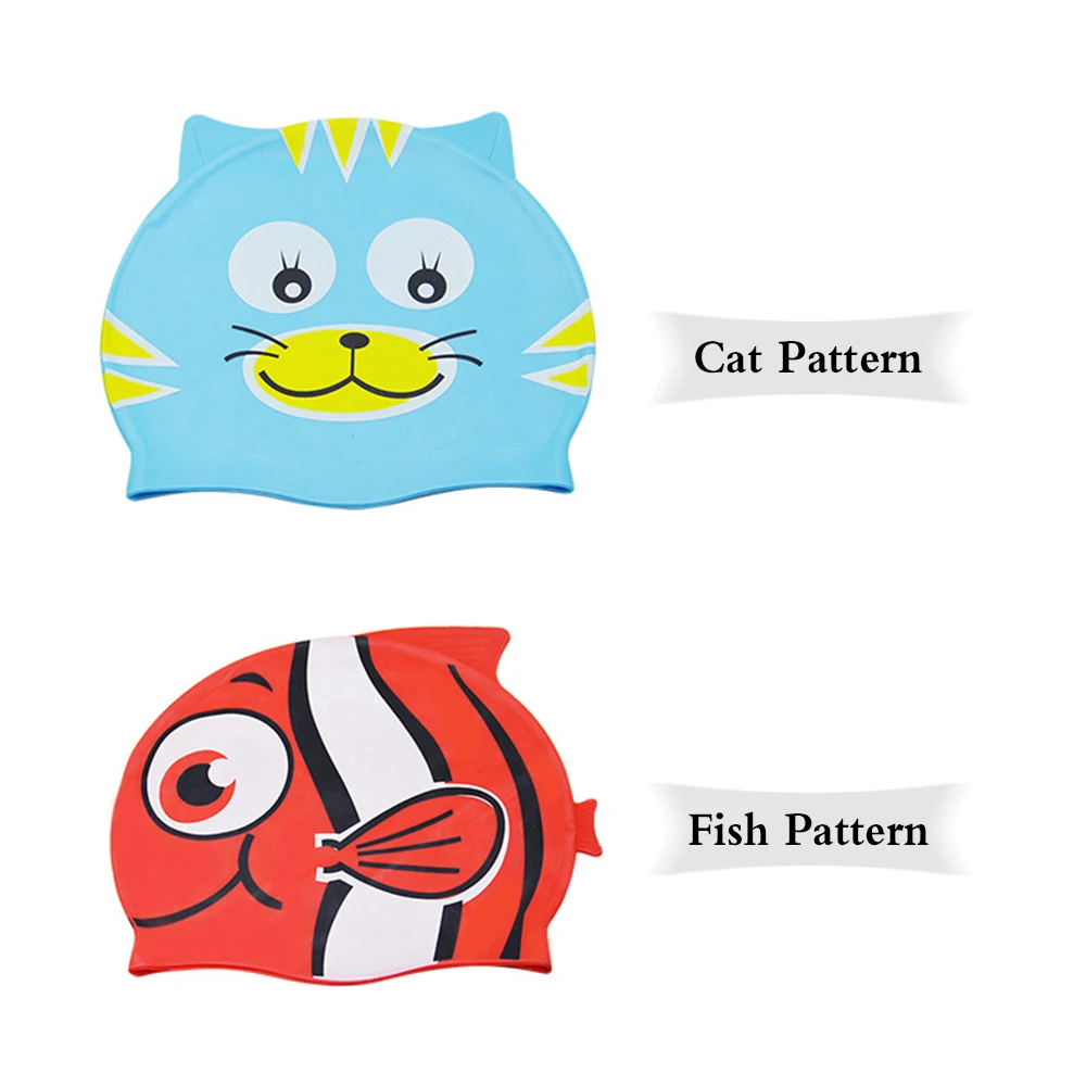 

2018 Silicon Kid Swimming Cap Waterproof Swimming Caps Comfortable Fish/Cat Shape Hat for Girl and Boy Protect Ear Swim Pool Hat