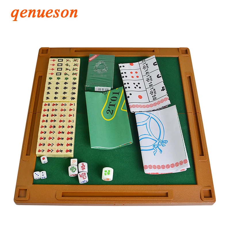Caixas de Plástico Jogo de Mesa Jogos de Tabuleiro 6 em 1 Mahjong Portátil Dobrável Majiang Conjunto Mah-jong Poker Viajando Indoor Entertainments