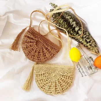 

Beach Bag Straw Totes Bag Flap Women Handbag Braided 2018 New Arrivals High Quality Women Shoulder Bag for Summer 2Style