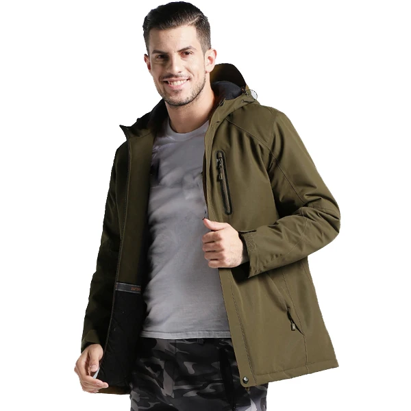 Мужская и женская зимняя Толстая хлопковая куртка с USB подогревом, водонепроницаемая ветровка для походов, скалолазания, пальто VA342 - Цвет: Men Army Green