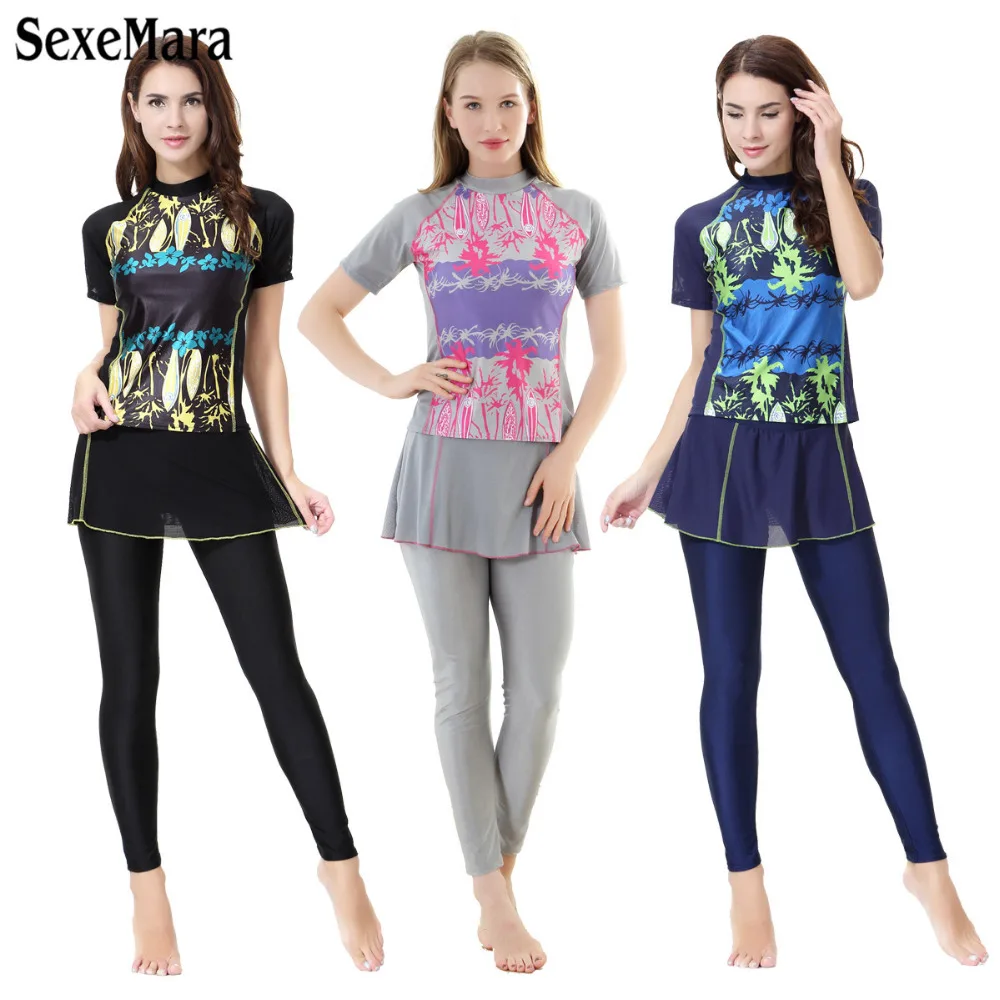 

2019 Plus Size Swimwear Islamic For Women Arab Islam Cover Beach Wear Swimsuit Muslim Ladies Swim wear XL XXL XXXL