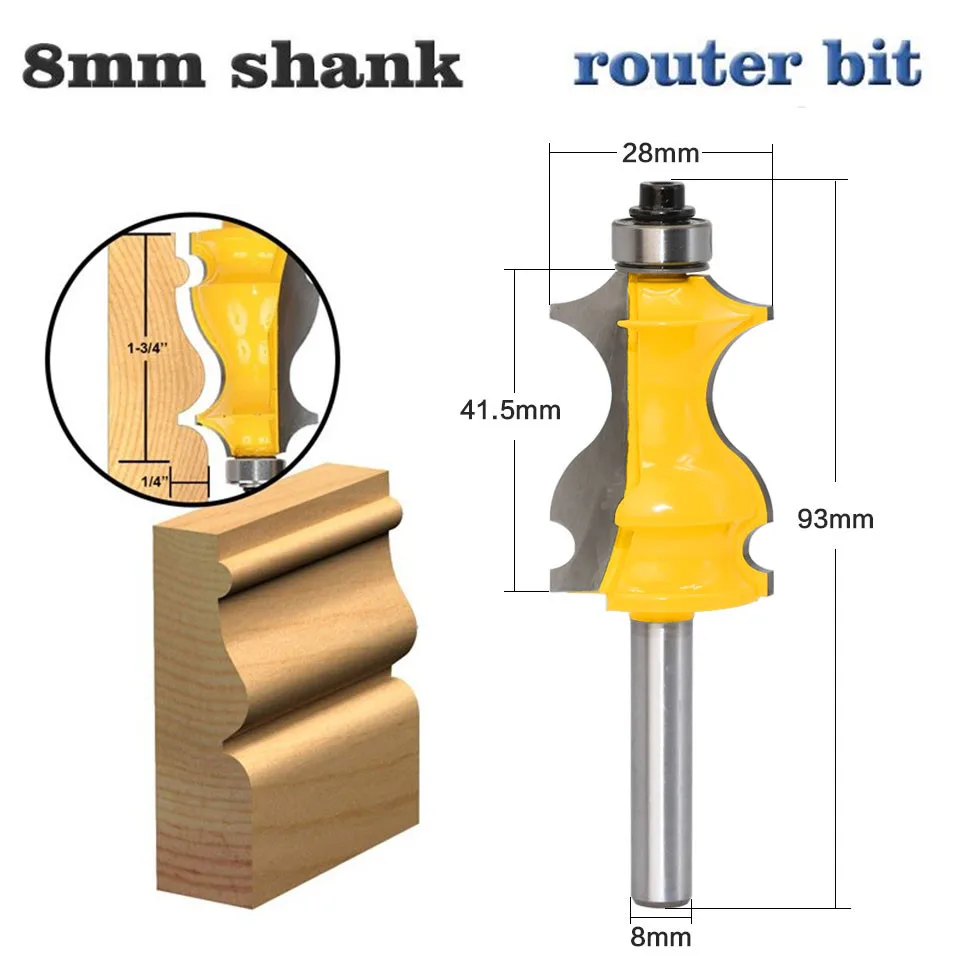 

1PC 8mm Shank Architectural Cemented Carbide Molding Router Bit Tungsten Router Bits For Wood Woodworking Tools