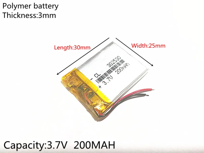 10 шт. 3,7 в 200 мАч 302530 литий-полимерный Li-Po Li ion Перезаряжаемые Батарея клетки для Mp3 MP4 MP5 gps Оборудование для psp