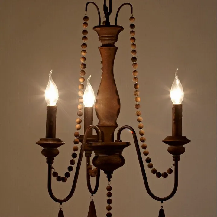 Nordic moder simple American France vintage rural style mediterranean real wooden chandelier