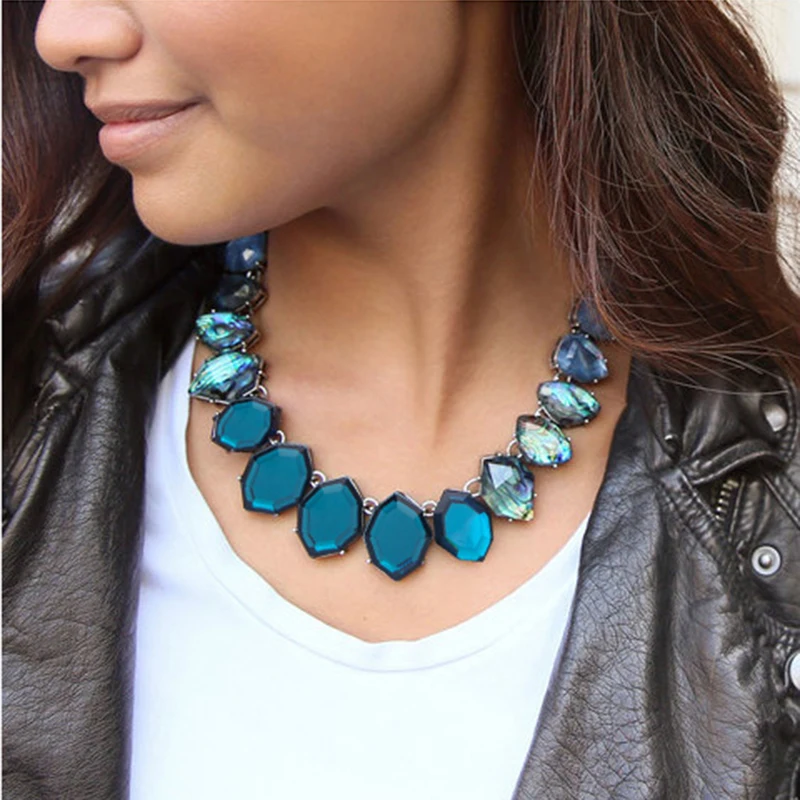 

Multicolor Geometric Imitation Gemstone Necklace Party Jewelry Vintage Maxi Statement Necklace for Women