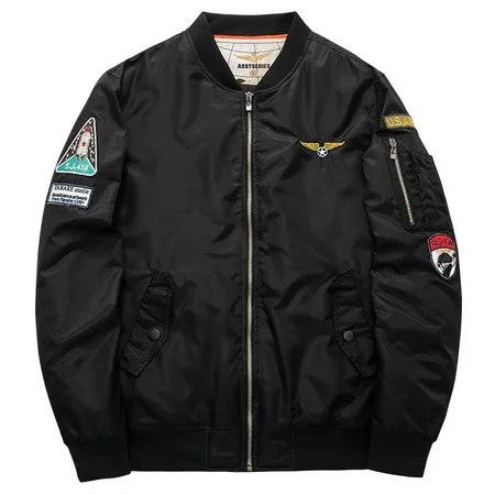 LOMAIYI 6XL Мужская и женская куртка-бомбер мужская куртка ВВС Весенняя Военная Мужская ветровка пилот бейсбольные куртки, BM003 - Цвет: black