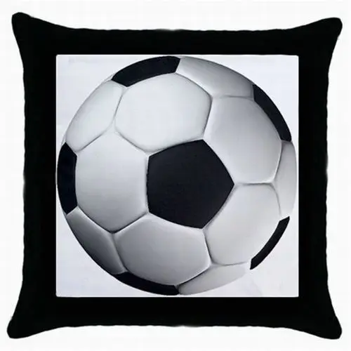 Hot Funky Soccer Football Design Cushion Cover Black Decorative Throw