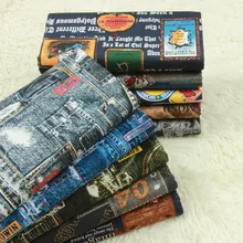 Высокое качество ткань из чистого хлопка ковбой Печати Эмблема печати telas ручной работы DIY тела платье рубашка платье ткани