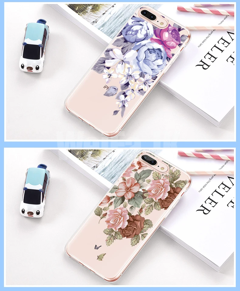 WeiFaJK чехол для телефона для iPhone 8, 7, 6, 6 s, для девочек, цветочный силиконовый чехол s для iPhone XS Max, XR, 8, 7, 6, 6s Plus, прозрачный мягкий тонкий чехол из ТПУ