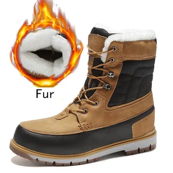 

2018 Winter Warm Boots For men snow boots Casual Shoes Work Adult Male Shoes High Quality Rubber boots Safety man Footwear 45 46