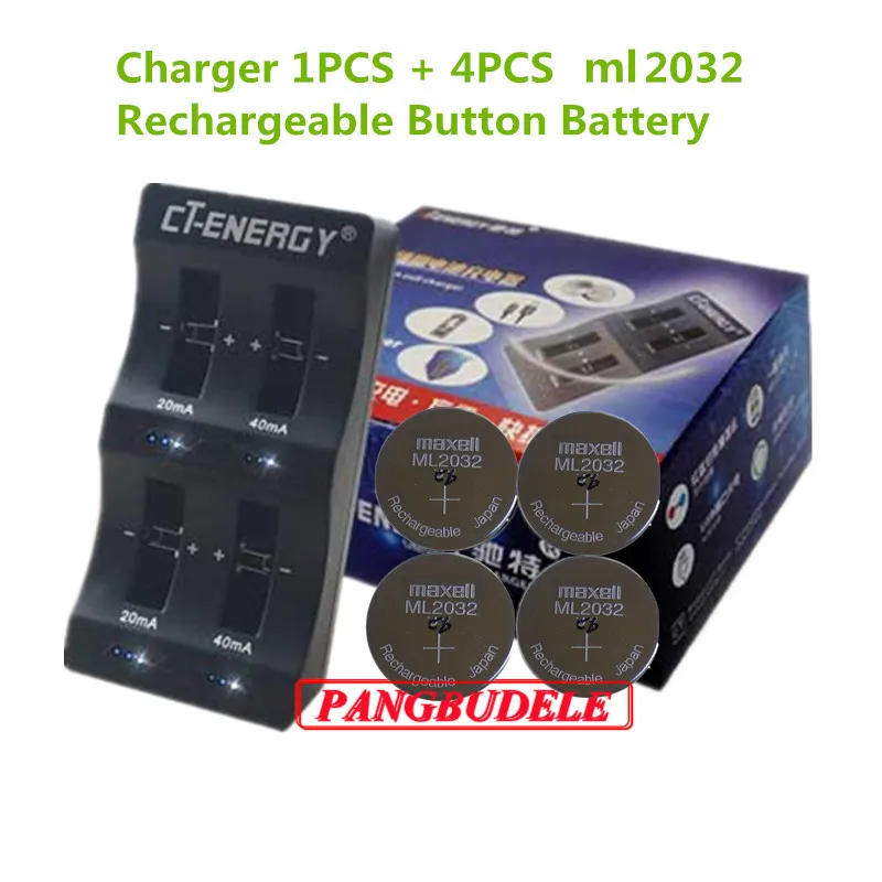 Pcs + 4 Alta Qualidade Carregador Universal Interface Usb 4-slot 1 Pcs Botão Bateria Recarregável Ml2032
