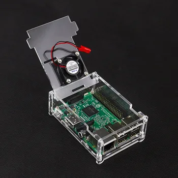 

For Raspberry Pi 3/2 Pi 3 B + Acrylic Transparent Case + CPU Cooling Fan With Screws 2 Colors C26