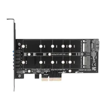 

PCI-E 4X to NGFF SSD Adapter Card B key+M key M.2 NGFF +NVME Dual Interface PCIE Adapter Card for 2230/2242/2260/2280