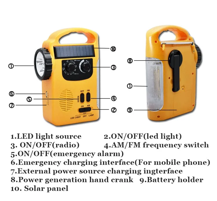 TRANSCTEGO светодио дный LED Dynamo солнечные светодио дный светодиодные фонари Multi-function радио USB зарядное устройство Аварийная сигнализация