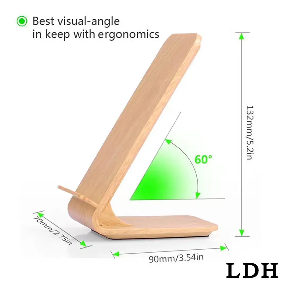 10w Qi fast Wireless Charger desktop Charging Pad For Samsung Galaxy S8 S8 Plus S7 edge S6 S6 edge Note 5 Light-colored wood