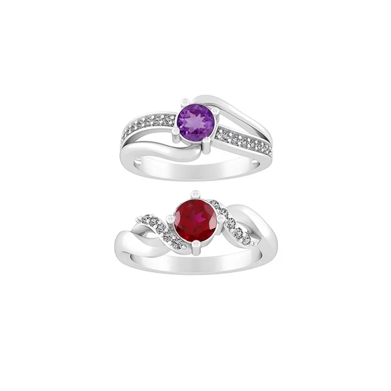 Real 925 Silver Personalized Custom Name Birthstone Family Ring Love Wedding Bands Elegant Women Party Xmas Gift