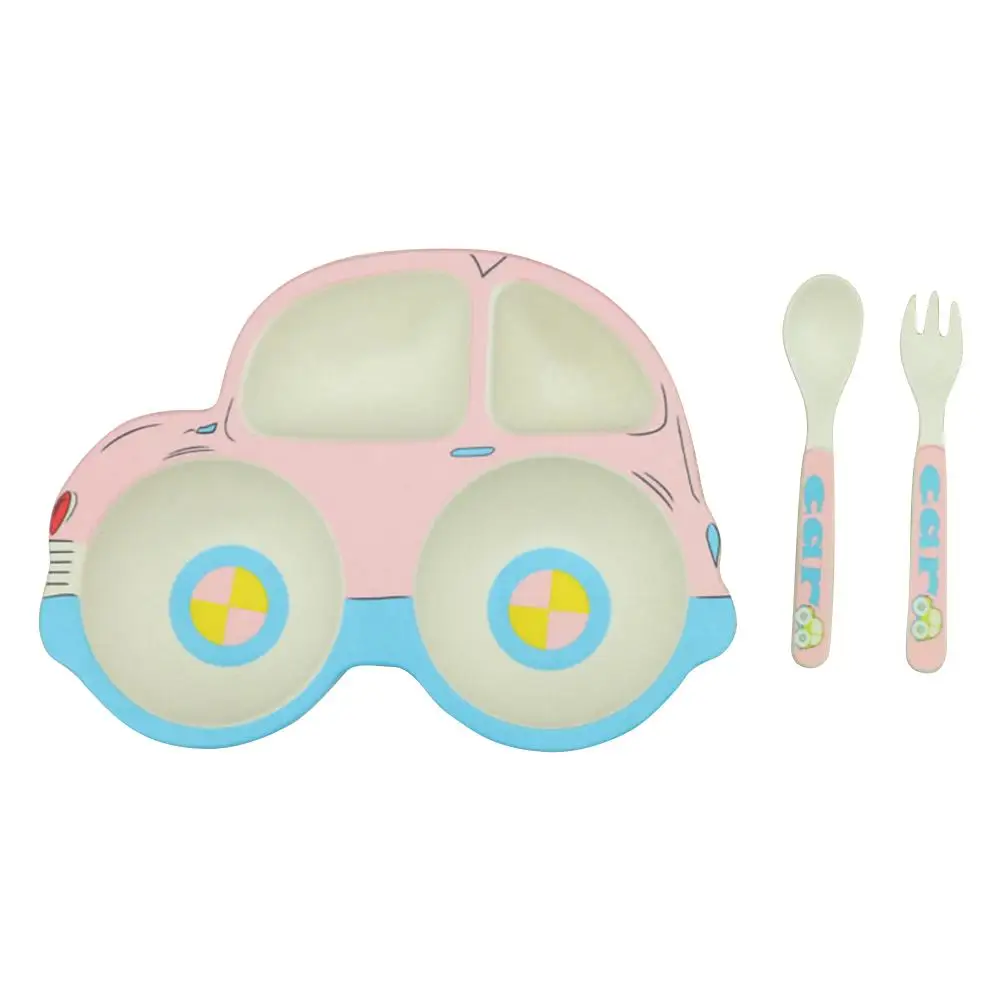 Infant Bamboo Fiber Feeding Plate Cute Car Shaped Wheat Straw Tableware For Baby Kids Dishes Children Plates With Spoon Fork Set Infant Bamboo Fiber Feeding Plate Cute Car Shaped Wheat Straw Tableware For Baby Kids Dishes Children Plates With Spoon Fork Set