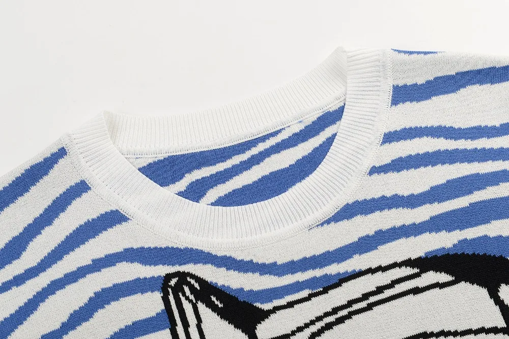 2019 القادمون الجدد الأزرق مخطط الأسماك سترة النساء نصف كم محبوك البلوفرات S ، M ، L