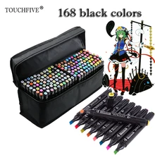 TOUCHFIVE 168 black Colors Art Markers Alcohol Based Markers Drawing Pen Set Manga Dual Headed Art Sketch Marker Design Pens
