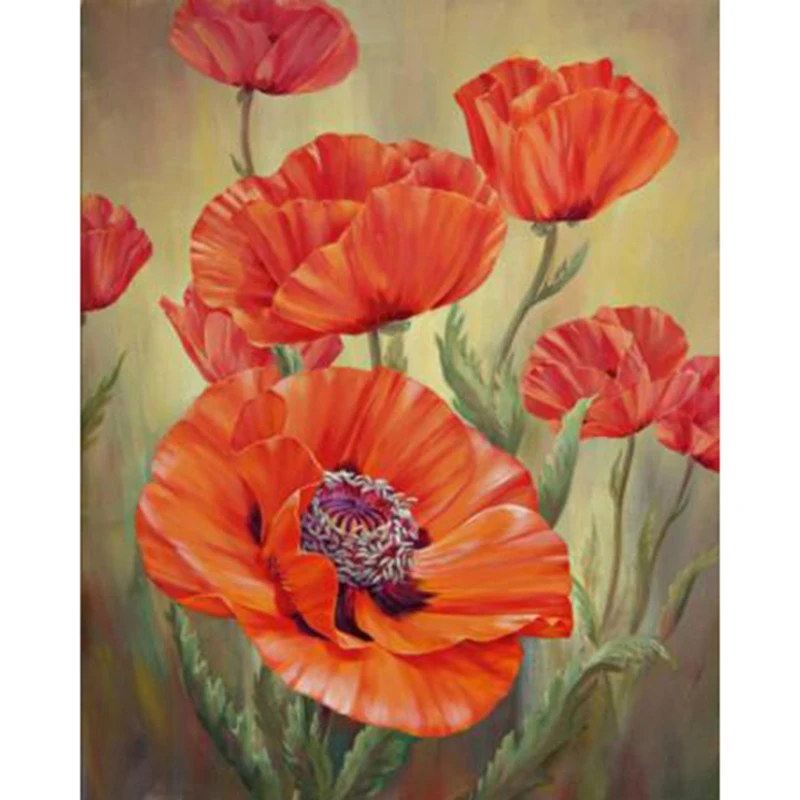 Red poppy DIY Diamond Painting Home Decoration Rhinestone Wall Stickers
