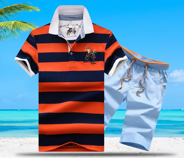 blue and orange polo sweat suit