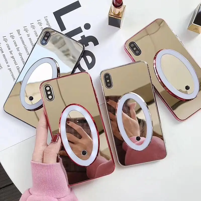 Easterm роскошный 8 чехол светодиодный зеркало для макияжа XS MAX телефона iPhone 6 S 7 Plus 8G X