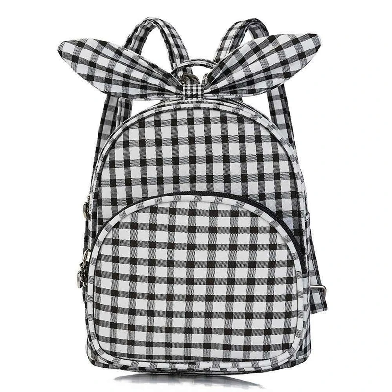Рюкзак SWYIVY, детская школьная сумка, мини рюкзак, школьные сумки для девочек-подростков,, клетчатый рюкзак с заячьими ушками для детей