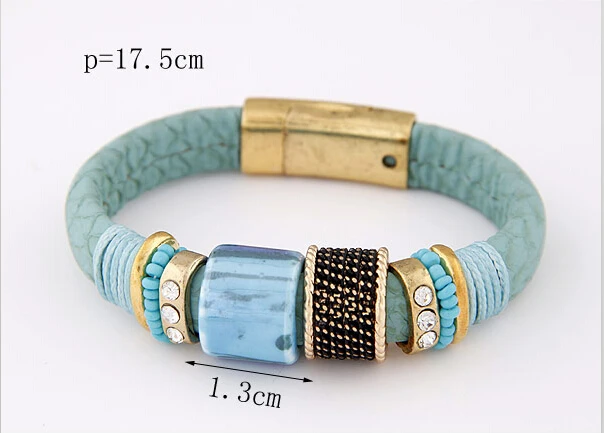 LEMOER Модный Магнитный кожаный браслет браслеты керамические бусины круг Pulseira женский браслет брендовые ювелирные изделия для женщин и мужчин