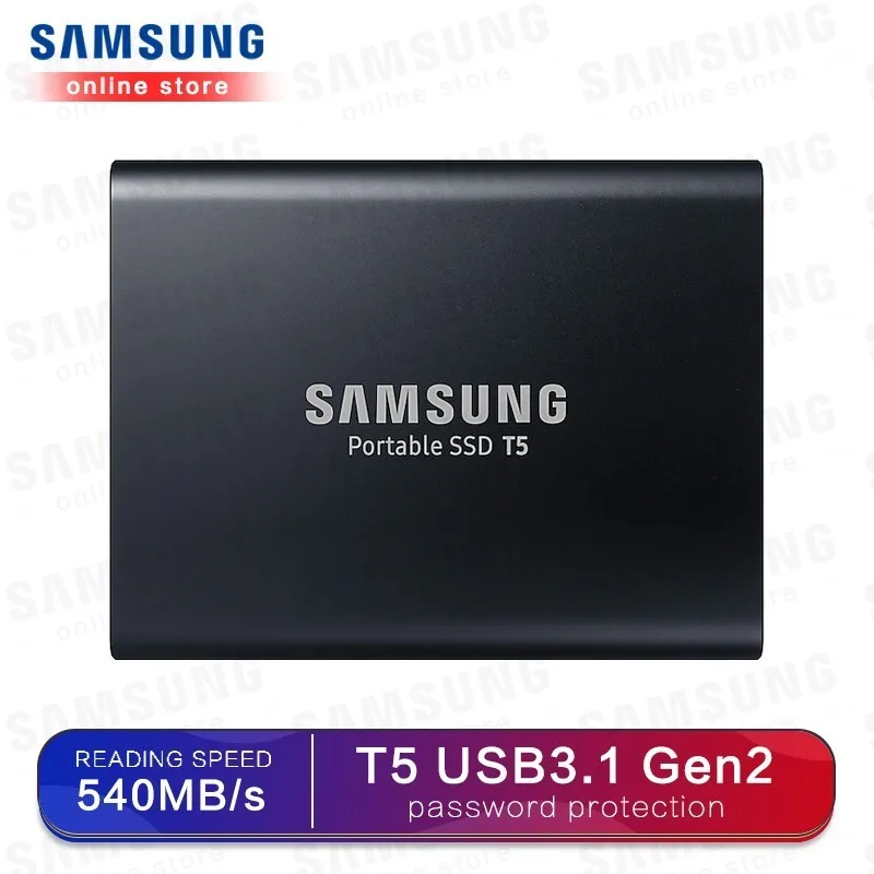 

samsung T5 portable SSD 250GB 500GB 1TB 2TB USB3.1 External Solid State Drives USB 3.1 Gen2 and backward compatible for PC