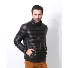 Marca Homens Jaqueta de Inverno 2017 Novos Casais Casacos Ultra-leve Slim Fit Stand-Collar Algodão-Acolchoado Sólida parkas Pato Branco Para Baixo 3XL(China)